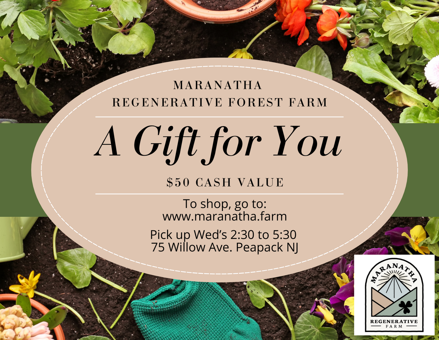 Maranatha Farm Gift Card-$50.00